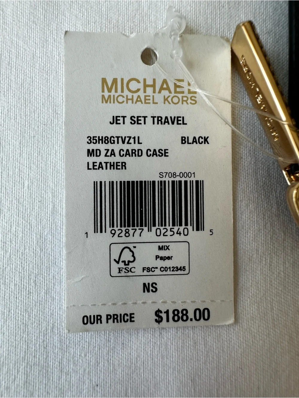 Michael Kors Jet Set Travel Black Saffiano Leather Zip Card Case Wallet NWT